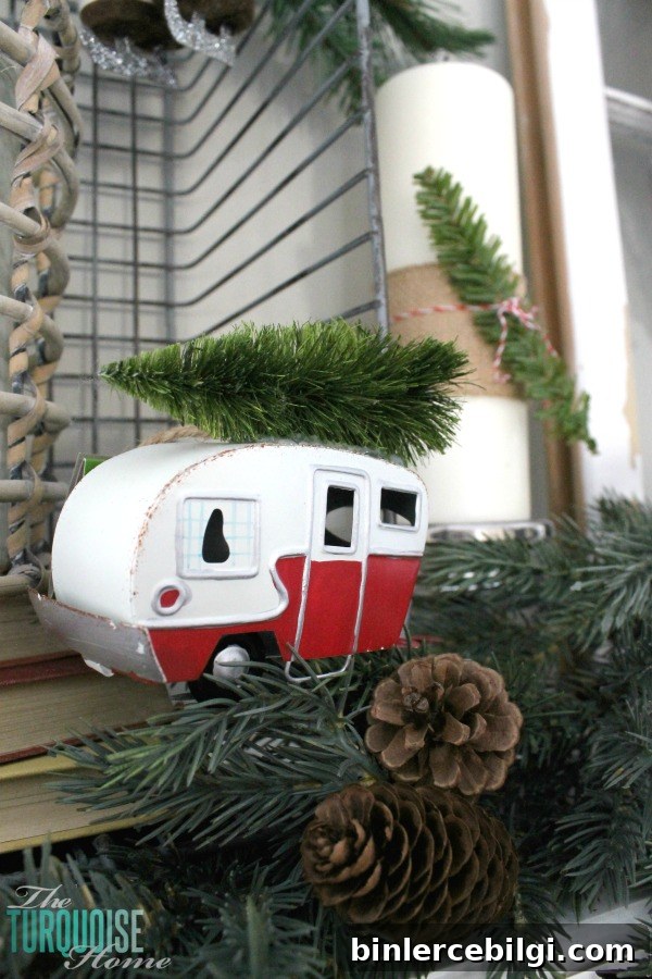 Simple Rustic (and a little glam) Christmas Mantel | TheTurquoiseHome.com
