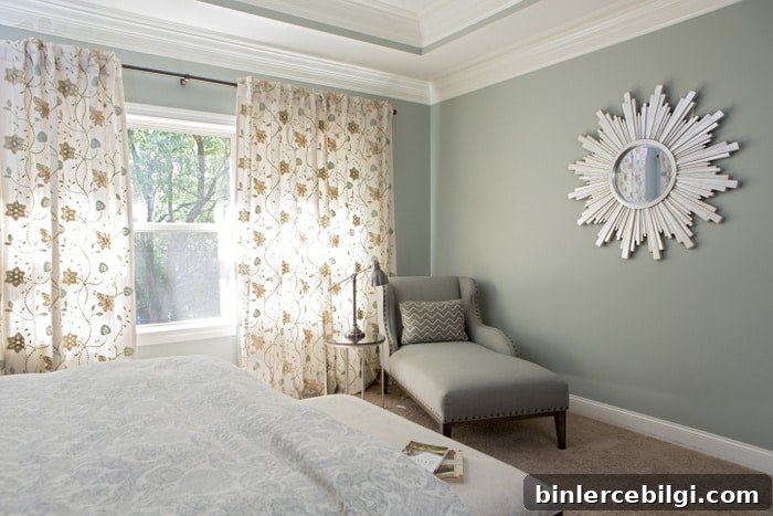 Sherwin Williams Oyster Bay Review: Blue-Green Paint Shade 6 Bedroom with SW Oyster Bay walls