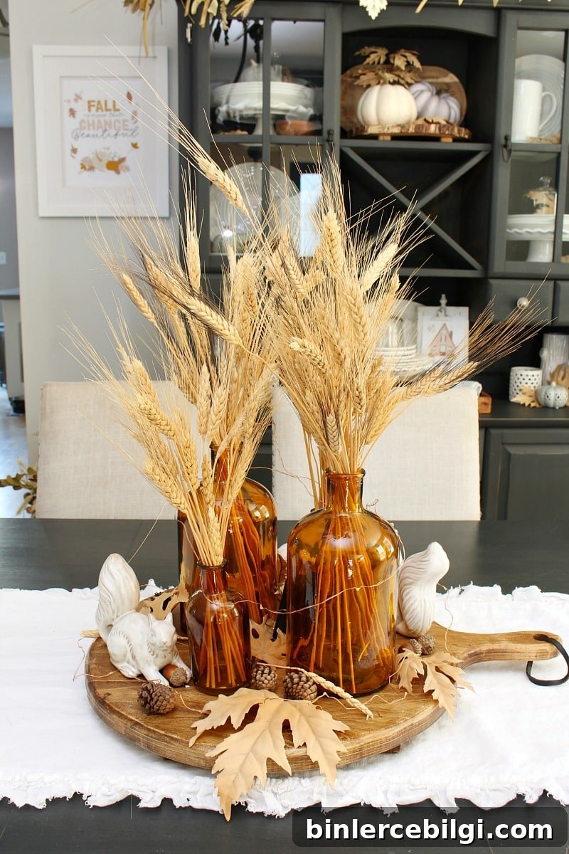 fall centerpiece with jars