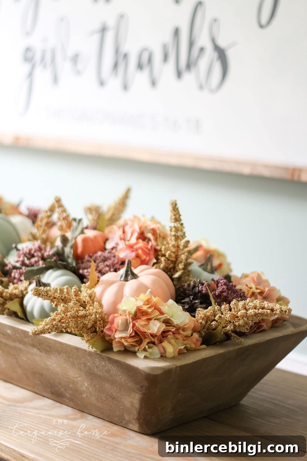 DIY Pumpkin & Dough Bowl Floral Fall Centerpiece