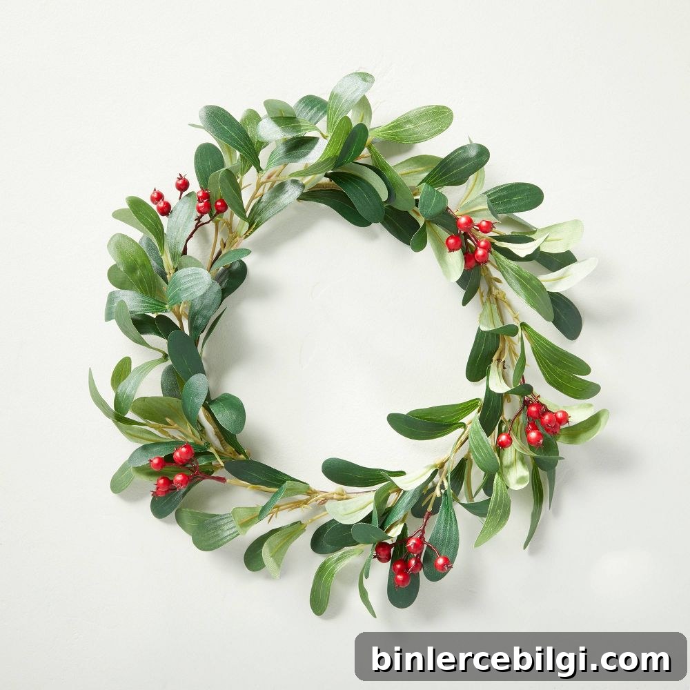 mistletoe and winterberry faux wreath