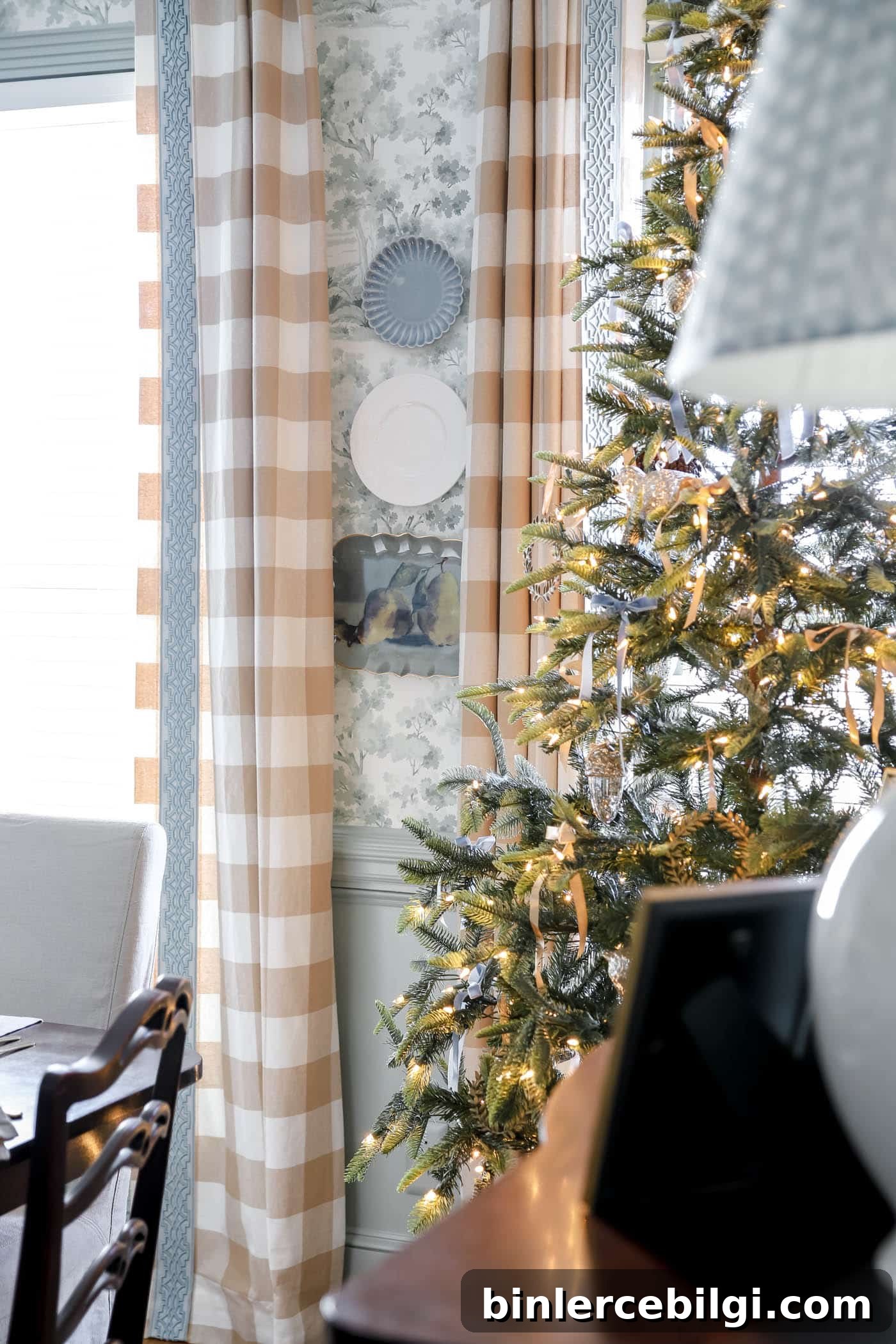 hanging plates on wall in dining room