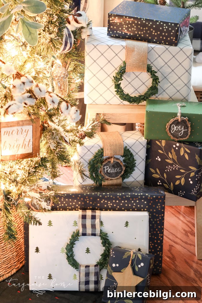 wreath embellishment on present