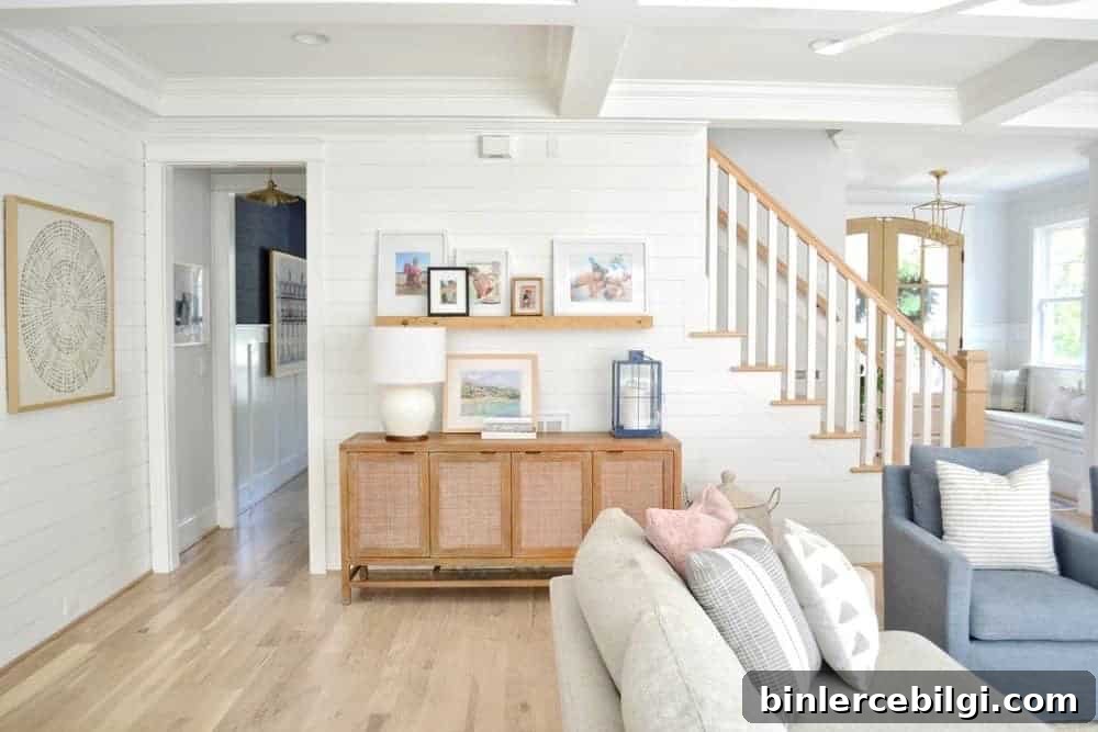 Sherwin-Williams Extra White SW 7006: Paint Color Guide 6 white shiplap walls in living room