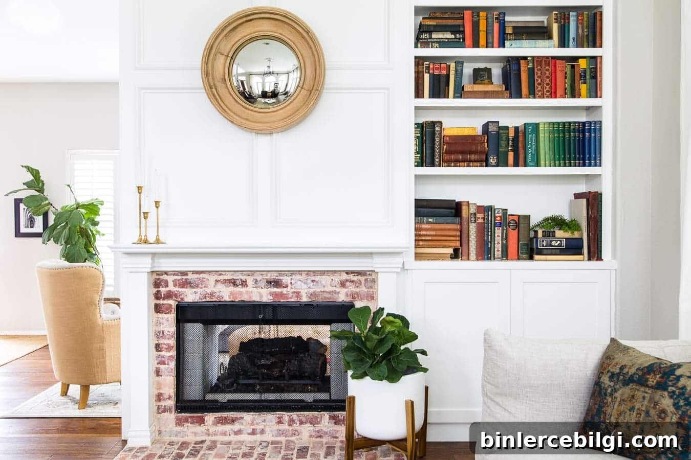 Sherwin-Williams Extra White SW 7006: Paint Color Guide 8 Fireplace and built-ins painted Extra White