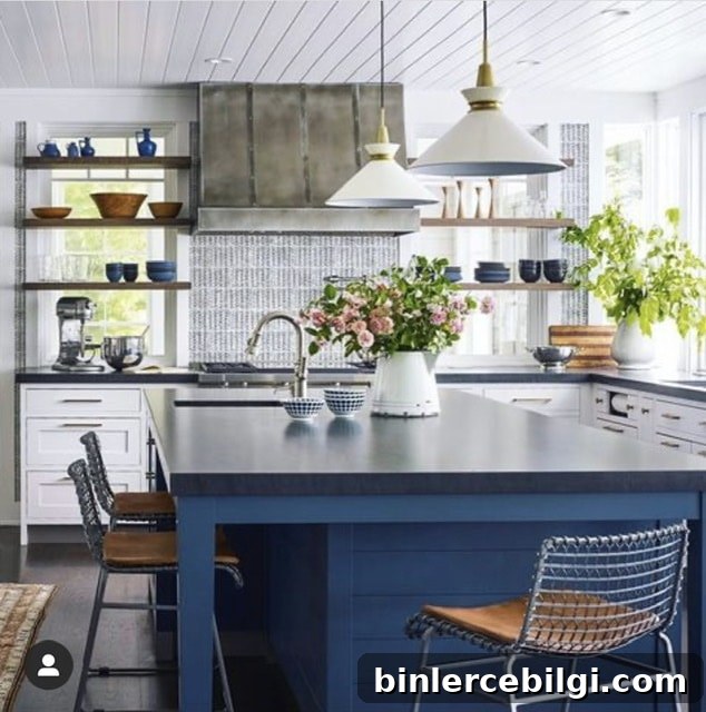 Van Deusen Blue kitchen island