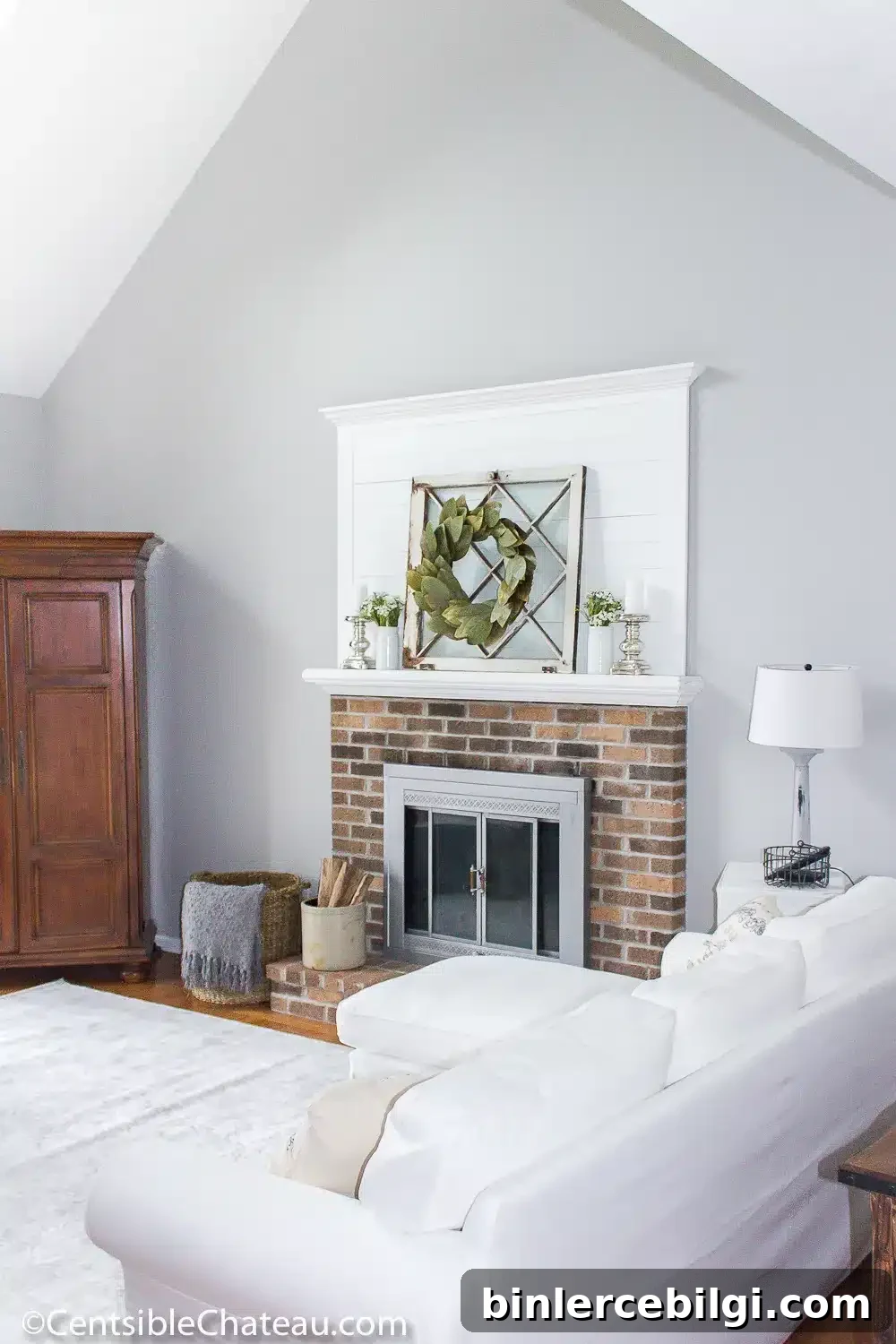 light french gray in rustic family room