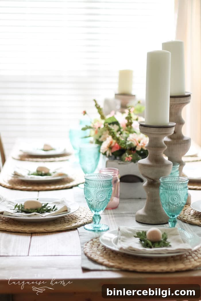 spring tablescape with candles
