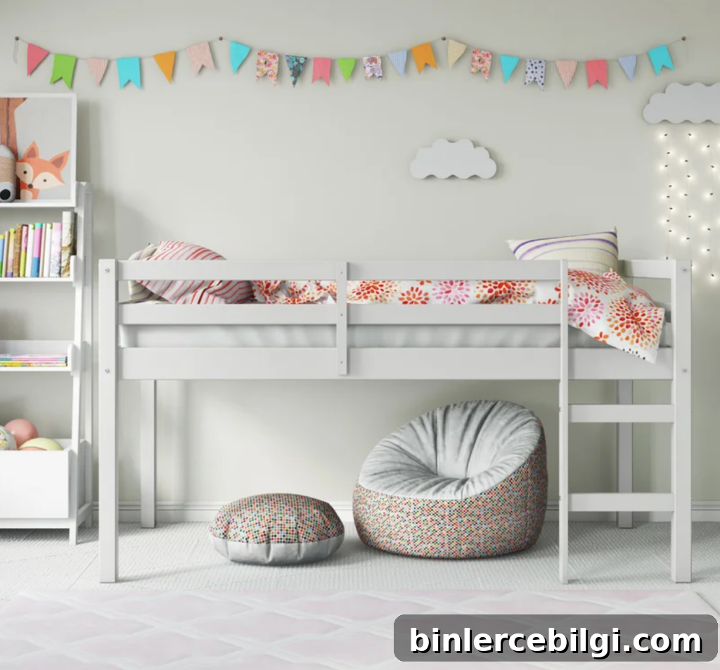 low loft bed idea for small room and low ceiling