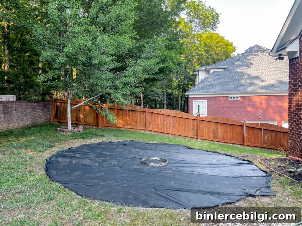 How to Build a DIY Pea Gravel Fire Pit Area 7 lanscape fabric for fire pit