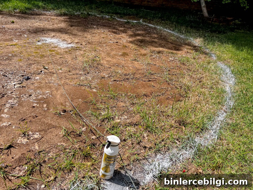 How to Build a DIY Pea Gravel Fire Pit Area 6 MArking area for fire pit