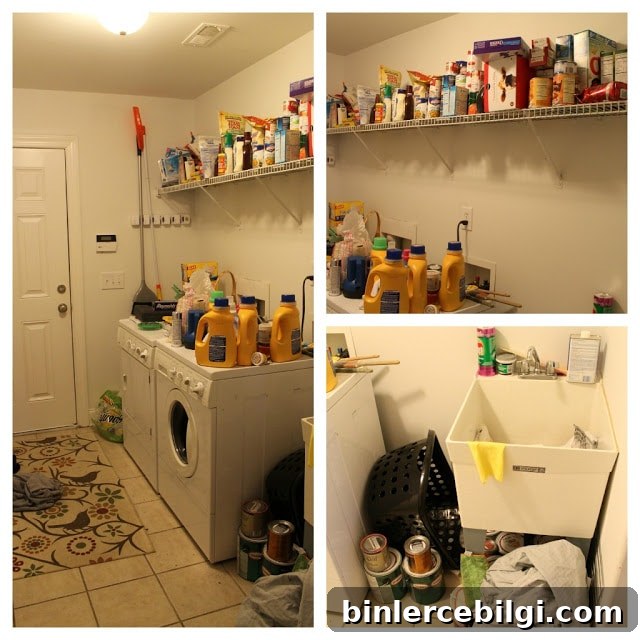 16 Affordable Laundry Room Ideas 11 Laundry room storage before