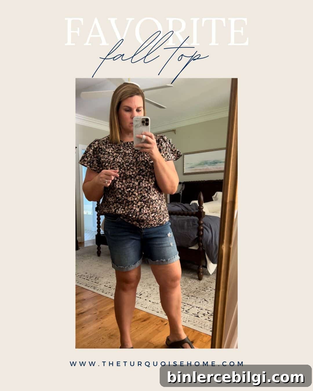 Cozy Early-Fall Sweaters and Tops to Wear Now 2 Floral Fall top and jean shorts