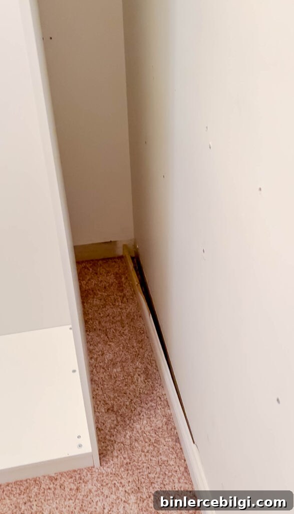 Cut baseboards for closet installation