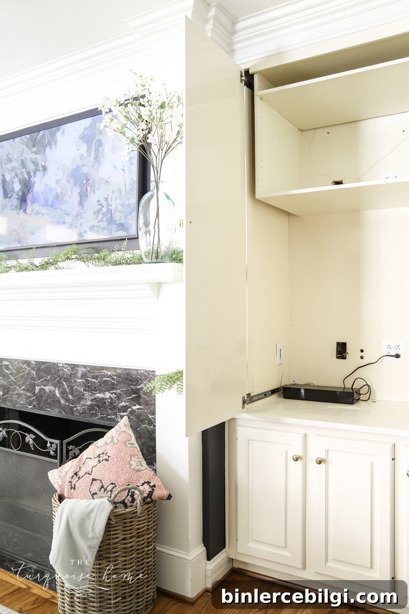 TV over mantel with hidden wires