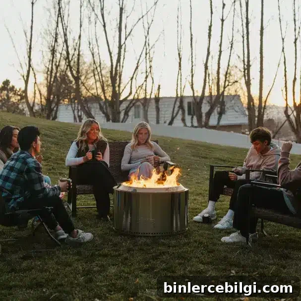 friends sitting around a Solo Stove fire pit