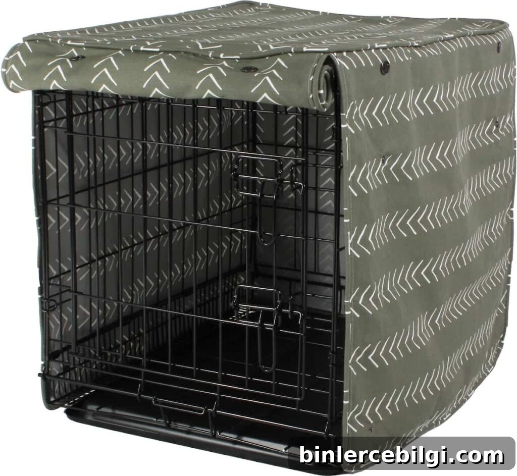 Molly Mutt dog crate cover in green.