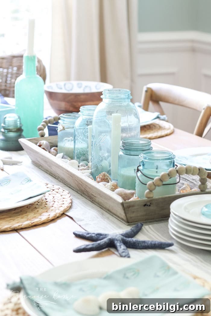 Summer Tablescape Ideas for Al Fresco Entertaining 14 beachy table decor in the dining room for summer.