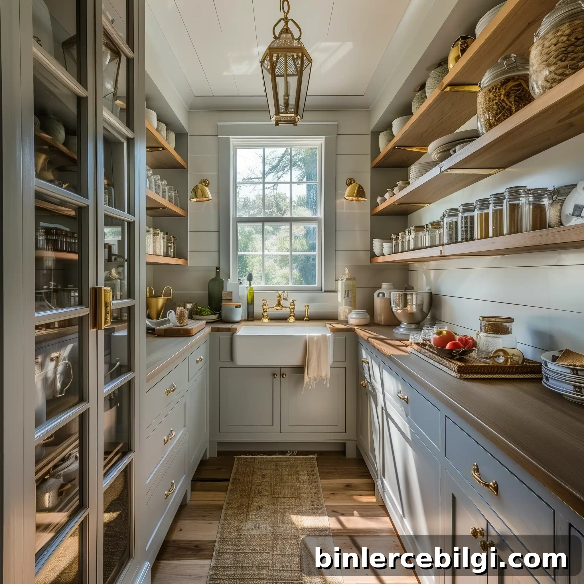 Cozy coastal scullery with natural wood and shiplap.
