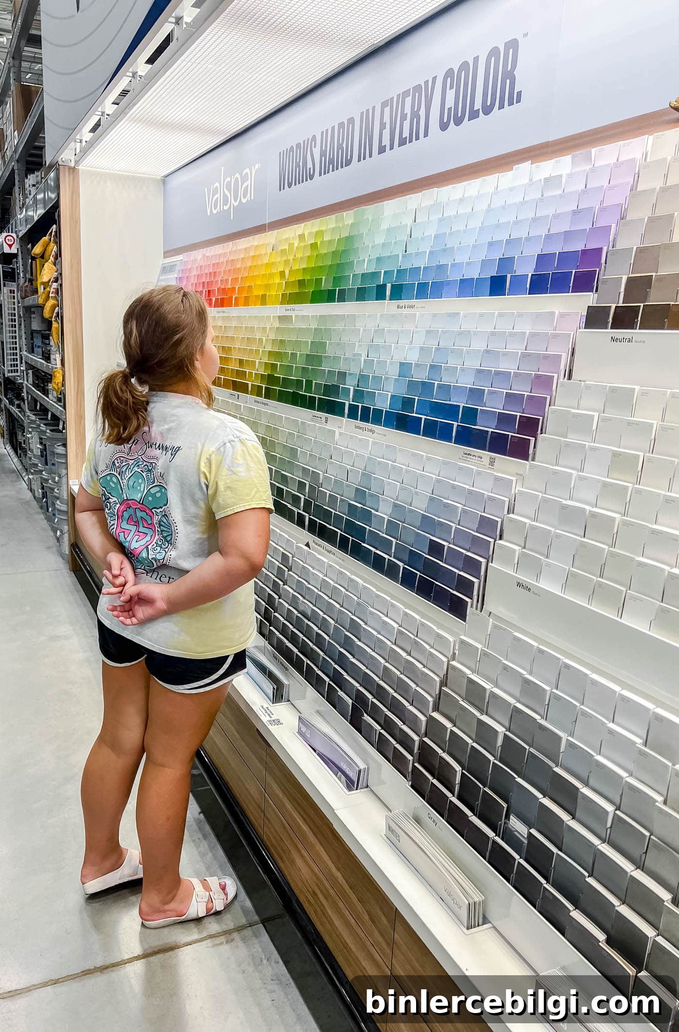 picking out paint colors at Lowe's.