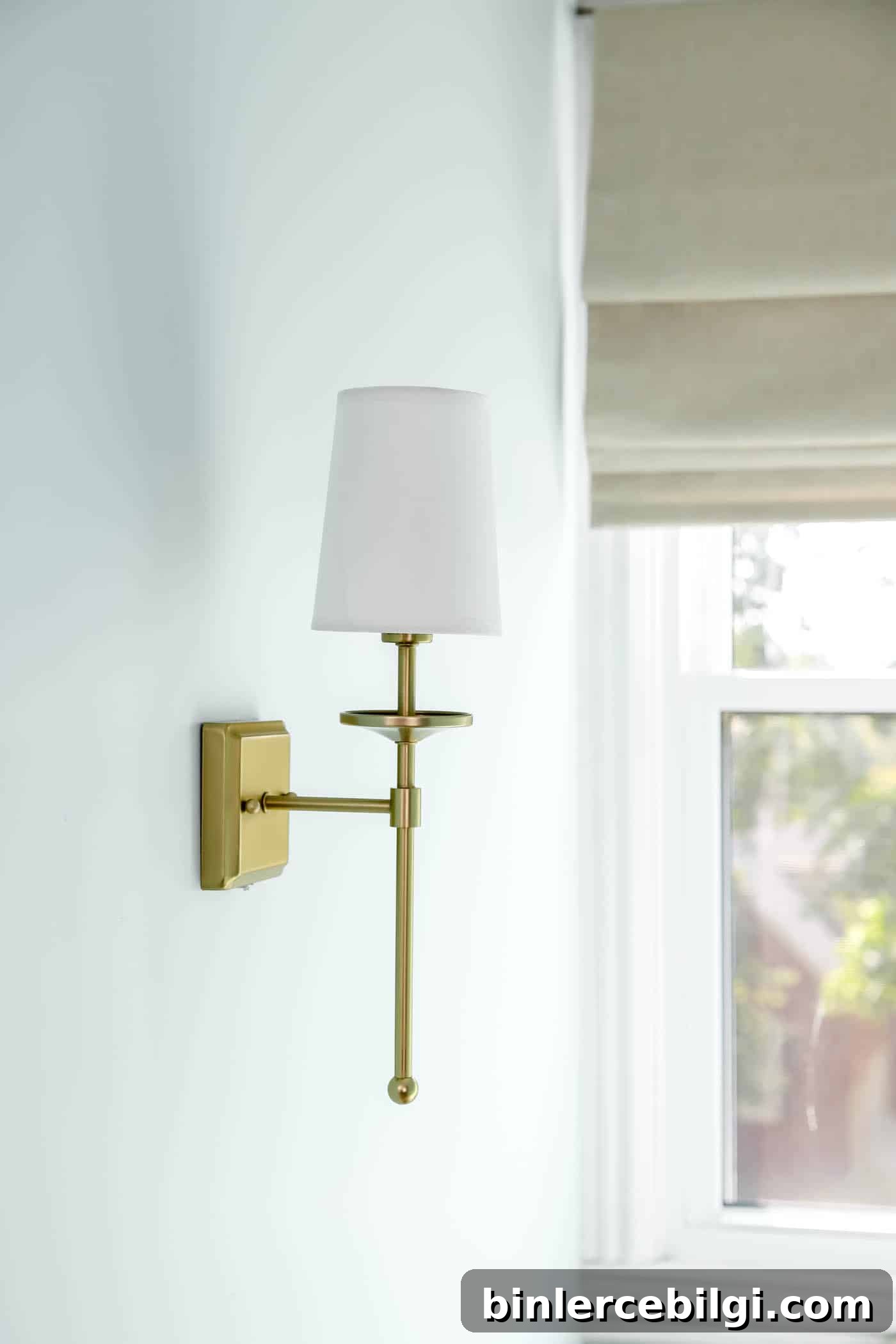 brushed gold sconce light.