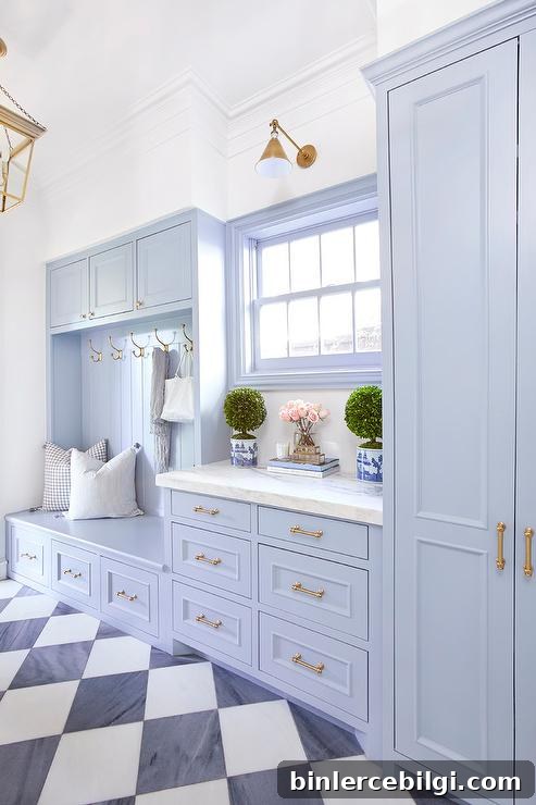 Caitlin Wilson mudroom with checkered floors