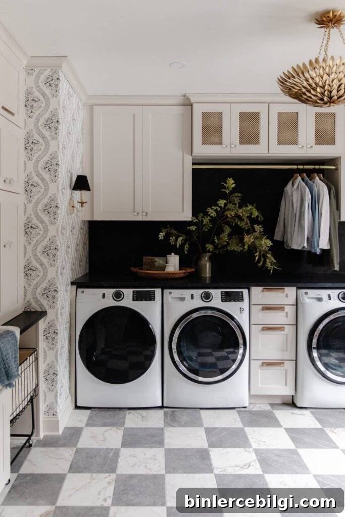 checkerboard laundry room floors from Chris Loves Julia