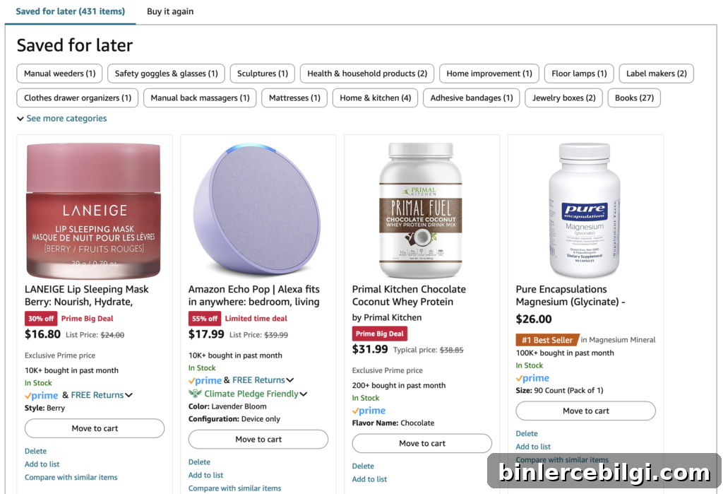Amazon Save for Later Section