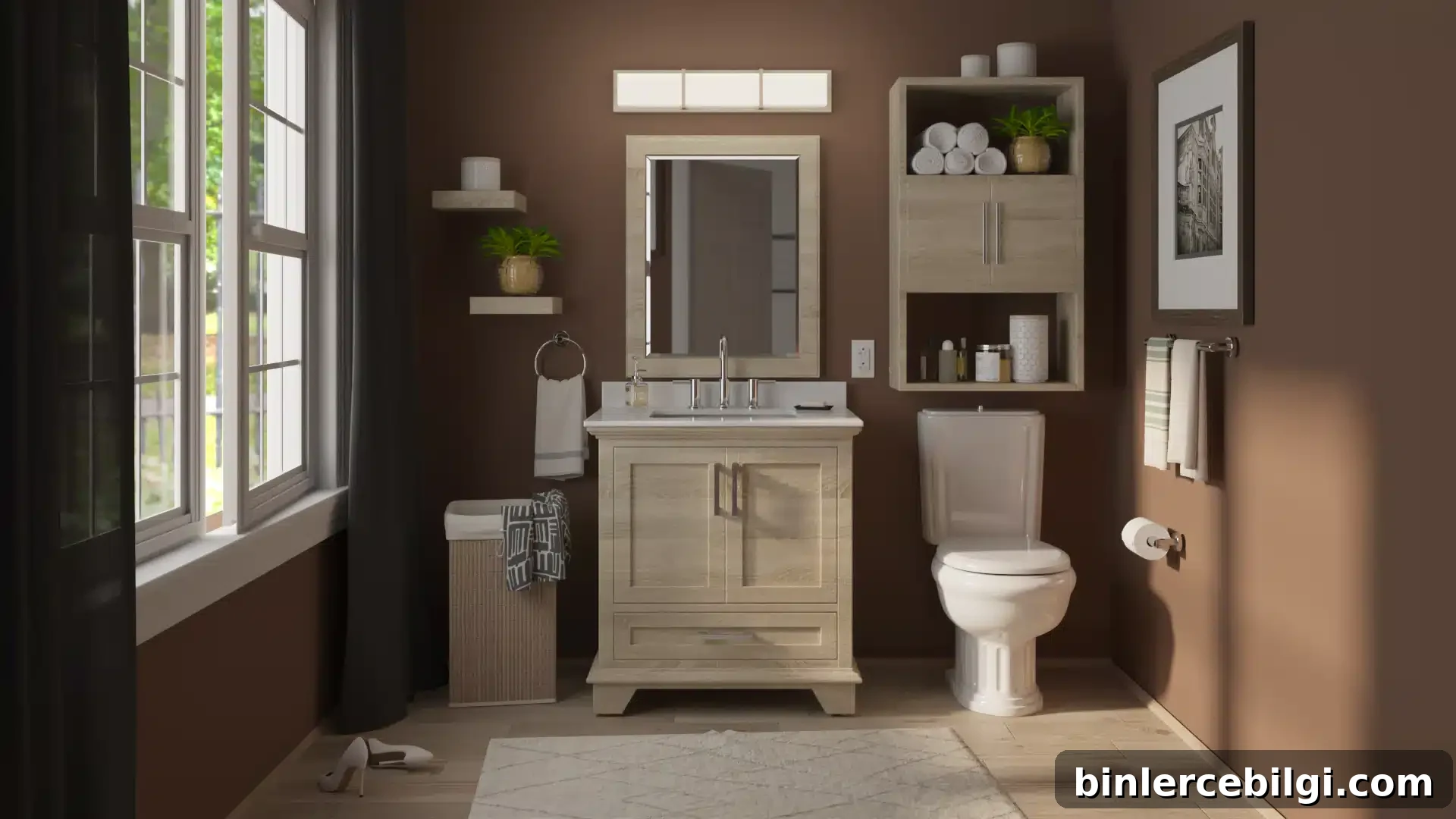 Valspar Rue Bourbon painted bathroom