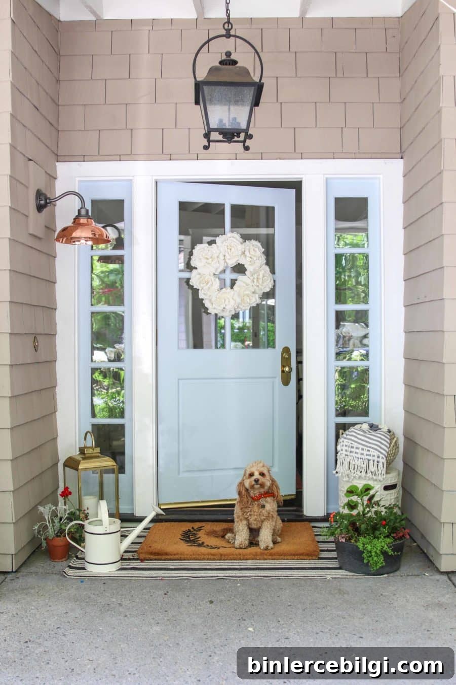 blue front porch door