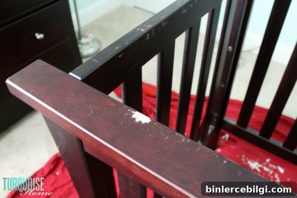 Old Crib with Bite Marks | TheTurquoiseHome.com