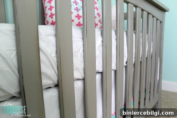 Beautiful Gray Crib Makeover with Annie Sloan Chalk Paint | TheTurquoiseHome.com