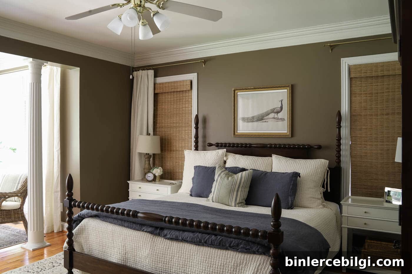 primary bedroom with Davenport Tan walls