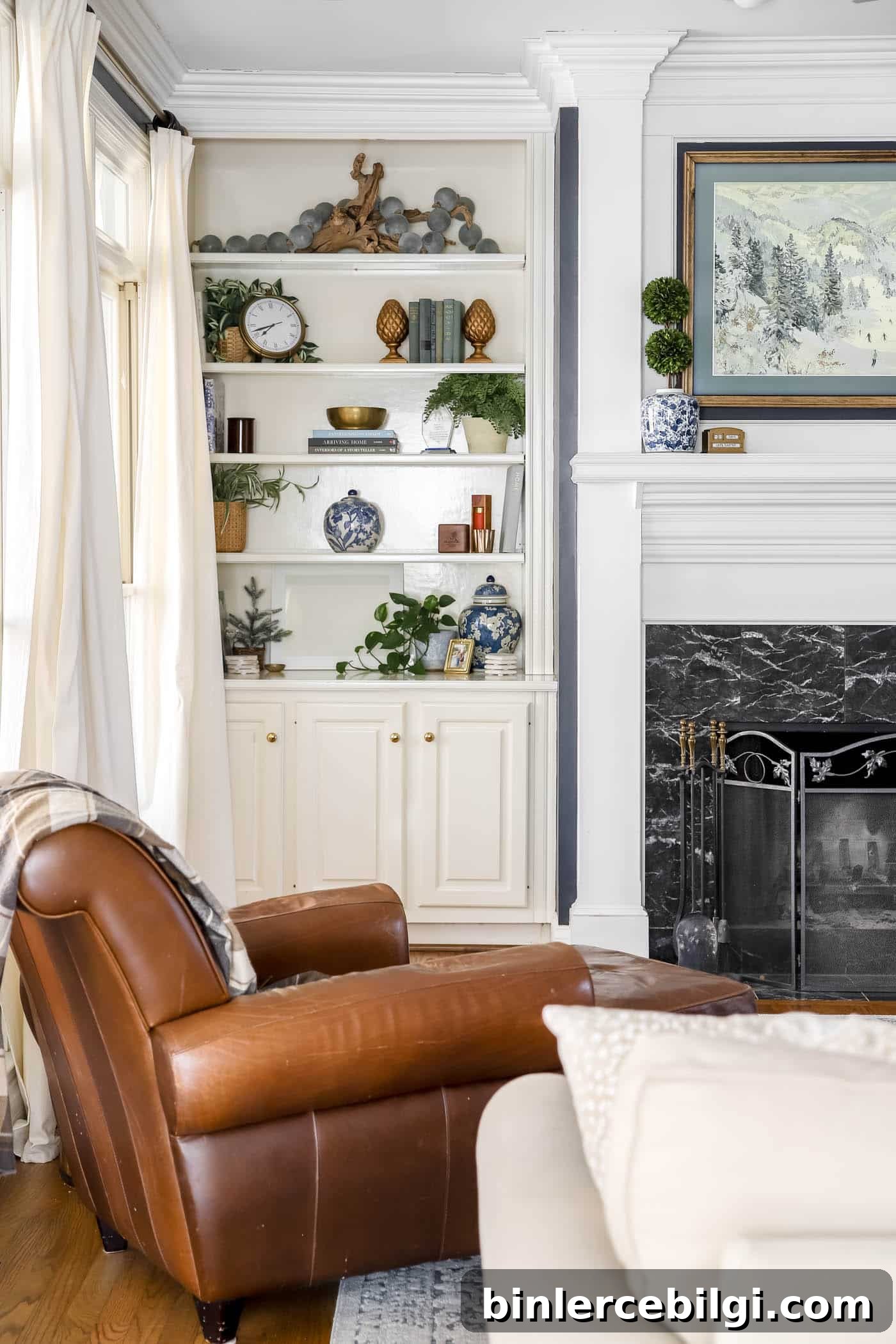 Slow Decorating: Why Taking Time Elevates Room Makeovers 7 winter bookshelves in living room.