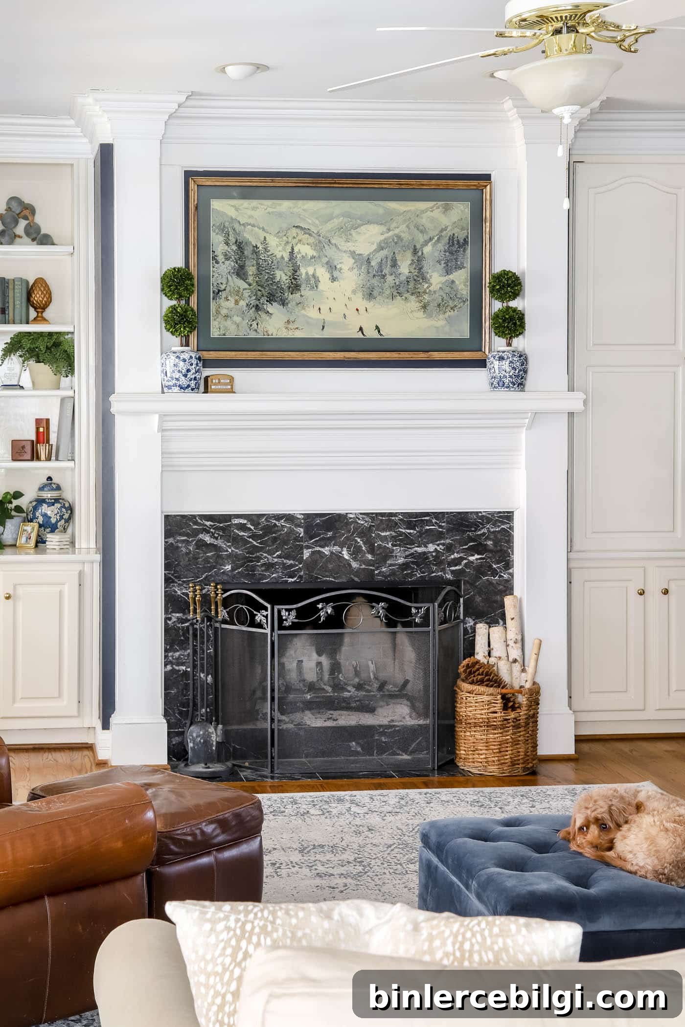How to decorate a TV over the mantel