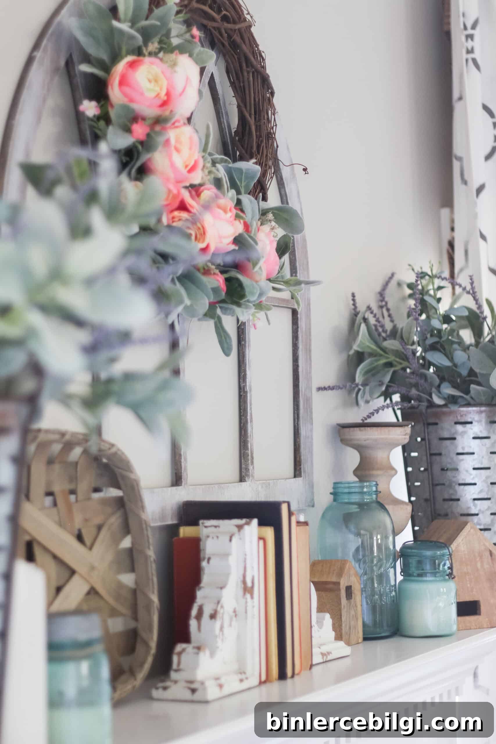 spring mantel decor