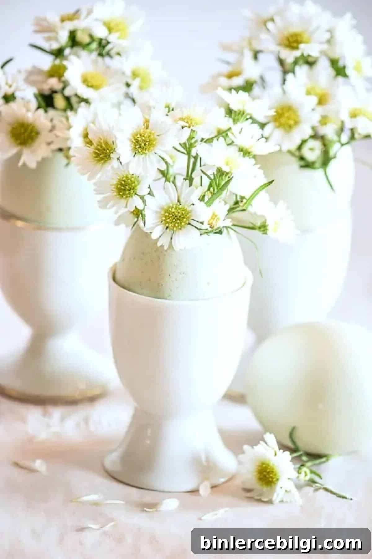 beautiful spring decorating ideas like egg cups with daisies.