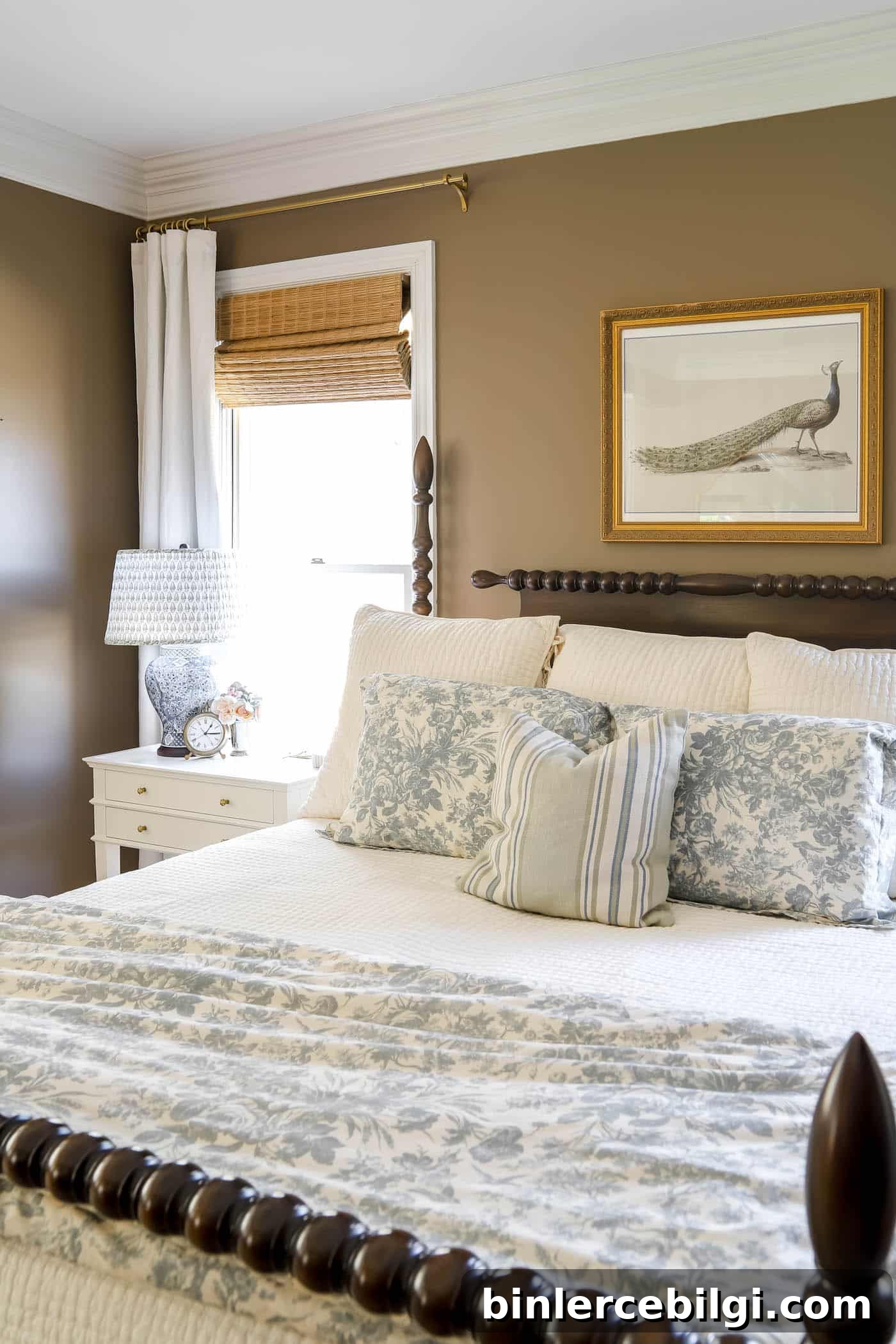 light and airy room with pulled back curtains for spring