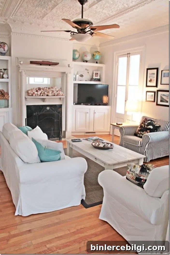 Coastal Cottage Front Porch Ideas and DIY Wall Molding 6 Whitecaps Cottage Tybee Island