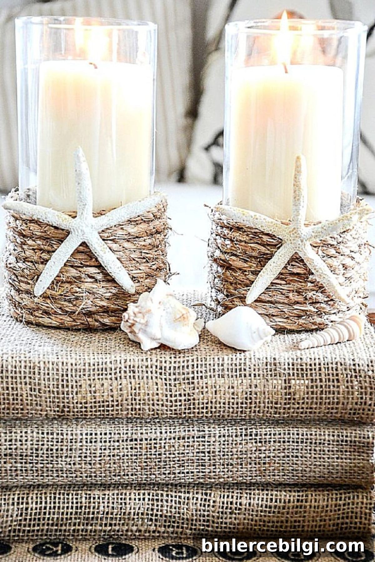 Coastal Cottage Front Porch Ideas and DIY Wall Molding 8 Summer Candle Holders