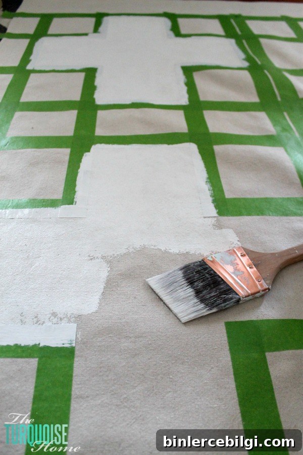 DIY Painted Drop Cloth Rug | TheTurquoiseHome.com