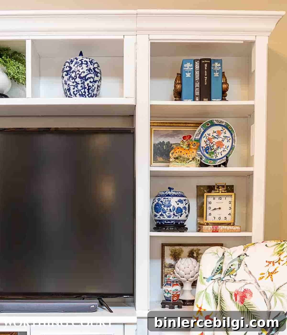 Learn how to decorate an entertainment center with simple styling ideas
