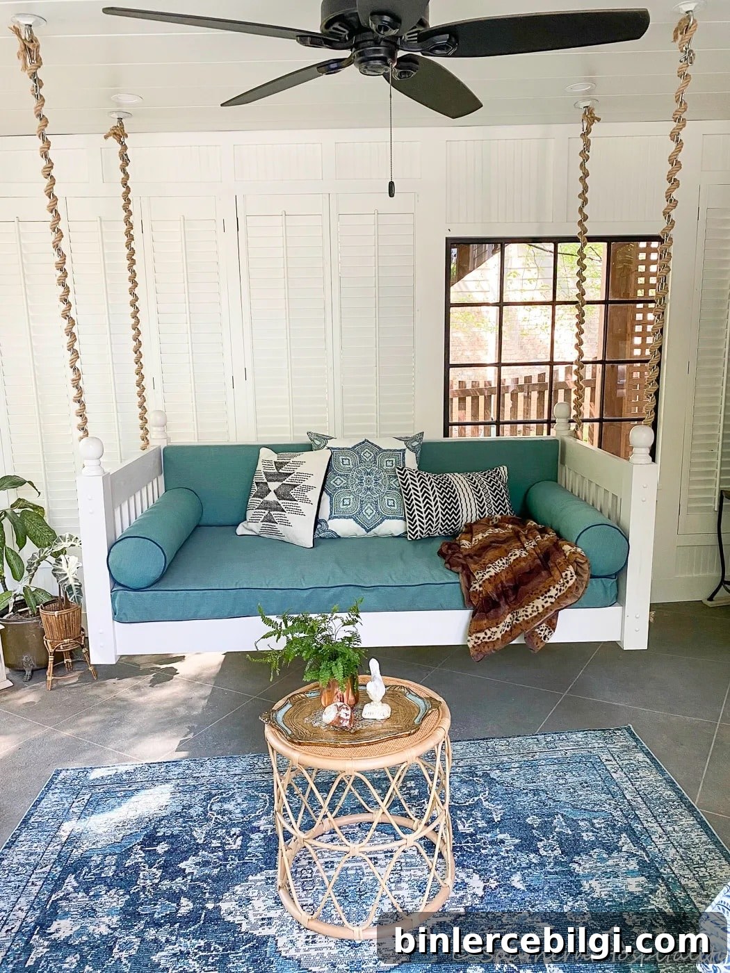 DIY Fall Decorating Projects and August Home Inspiration 12 Porch swing bed with wrapped rope