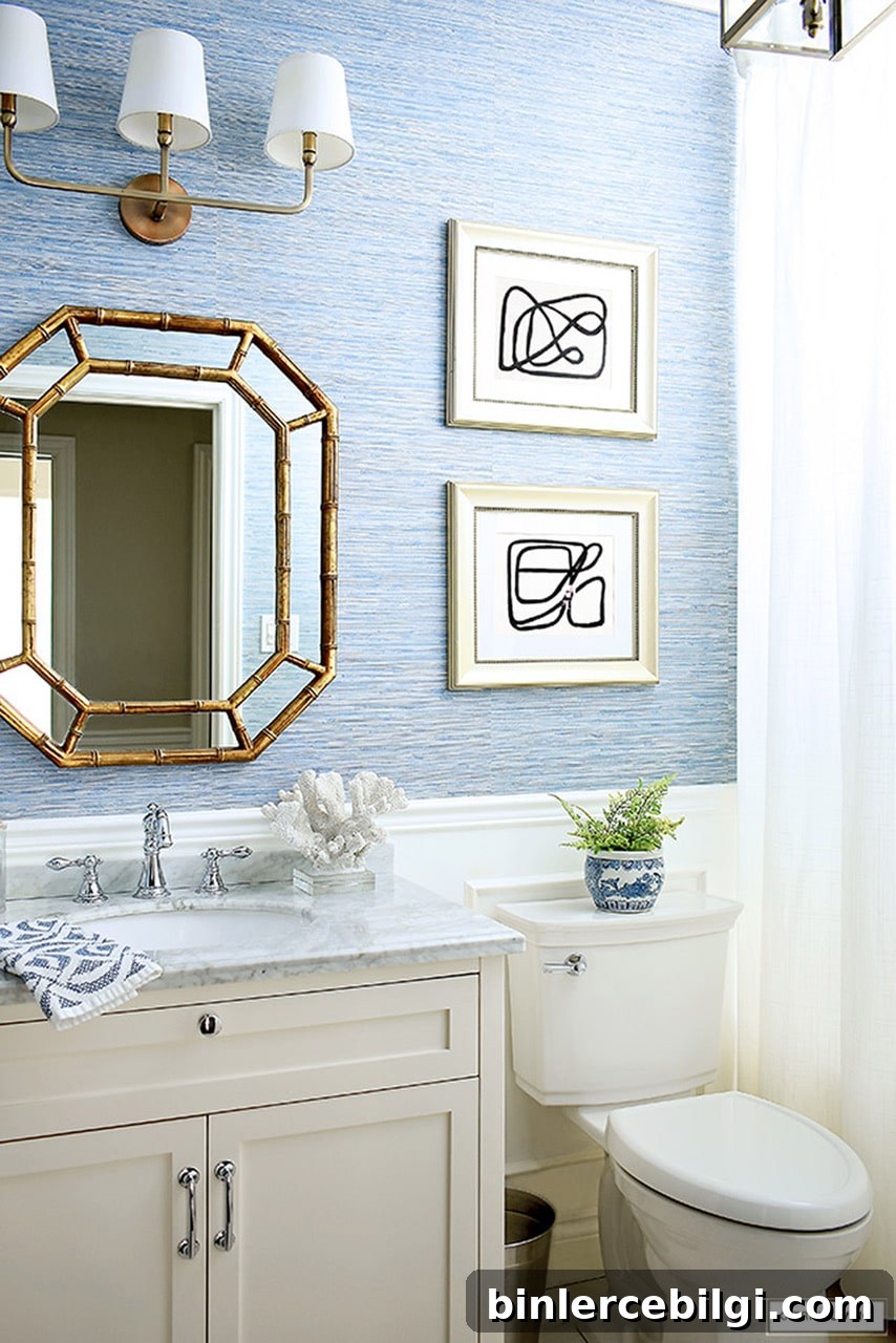 DIY Fall Decorating Projects and August Home Inspiration 10 Small blue and white coastal chic bathroom